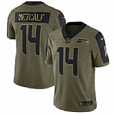 Nike Seattle Seahawks 14 D.K. Metcalf 2021 Olive Salute To Service Limited Jersey Dyin,baseball caps,new era cap wholesale,wholesale hats